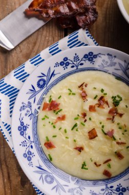 Patates püresi, taze ot ve fotoğrafçılıkta, gıda, hisse senedi gıda fotoğraf gevrek domuz pastırması