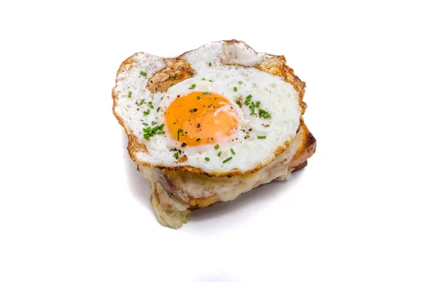 Sandwich Croque Madame Cuisine Délicieuse Photographie Culinaire — Photo