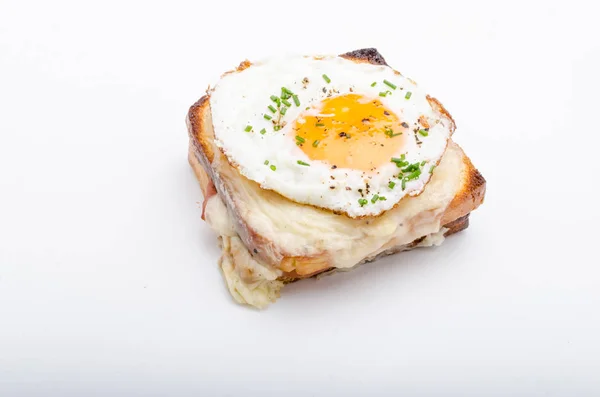 Croque Madame Sanduíche Comida Deliciosa Fotografia Alimentos — Fotografia de Stock