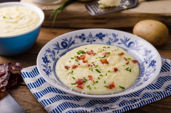 Patates püresi, taze ot ve fotoğrafçılıkta, gıda, hisse senedi gıda fotoğraf gevrek domuz pastırması