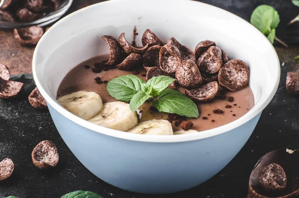 Schokoladenpudding Bananen Und Kräuter Food Fotografie Produktfoto — Stockfoto