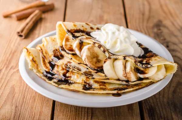 Crepes Caseros Fotografía Alimentos Delicioso Postre Foto Del Producto —  Fotos de Stock