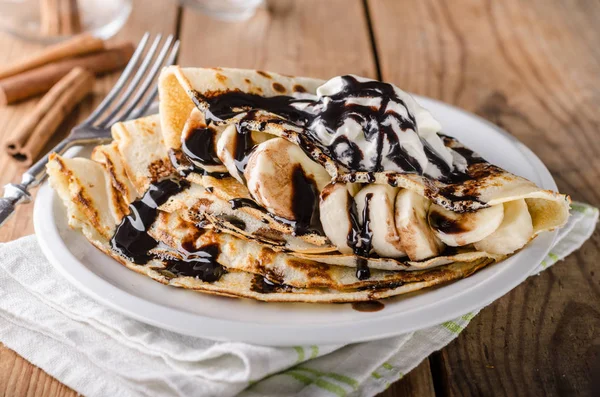 Crepes Caseros Fotografía Alimentos Delicioso Postre Foto Del Producto — Foto de Stock