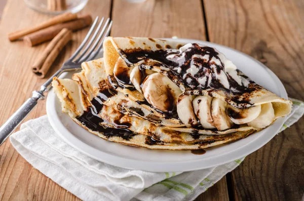 Crepes Caseros Fotografía Alimentos Delicioso Postre Foto Del Producto — Foto de Stock