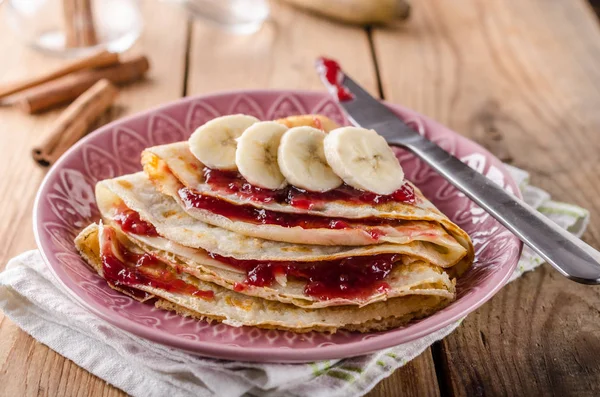 Crepes Fatte Casa Fotografia Cibo Dessert Delizioso Foto Del Prodotto — Foto Stock