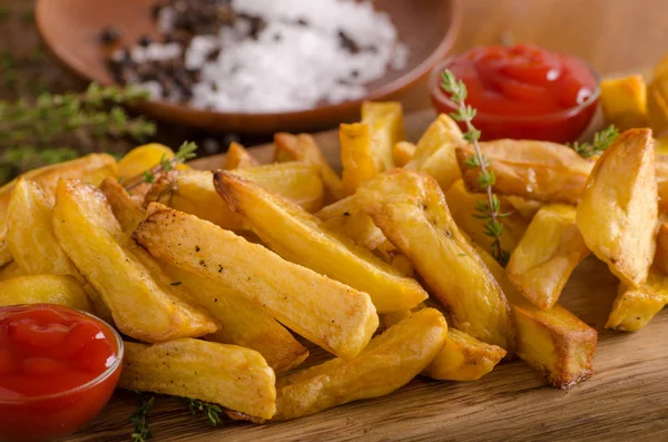 Homemade French Fries Organic Ketchup Food Photography — Stock Photo, Image