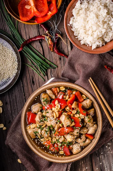 Delish Mat Ris Färsk Röd Paprika Och Chillli Matfotografi — Stockfoto