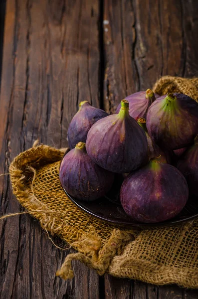 Verse Vijgen Houten Plaat Delish Fruit Voedsel Fotografie — Stockfoto