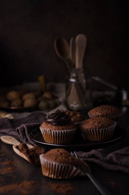 Çikolatalı kek Fotoğrafçılık, vintage gıda fotoğraf, lezzetli tatlı