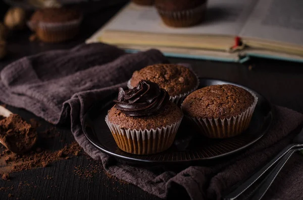 Chocolate muffins photography, vintage food photography, delish dessert