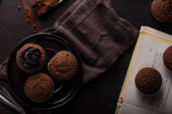 Chocolate muffins photography, vintage food photography, delish dessert