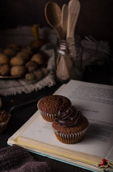 Chocolate muffins photography, vintage food photography, delish dessert