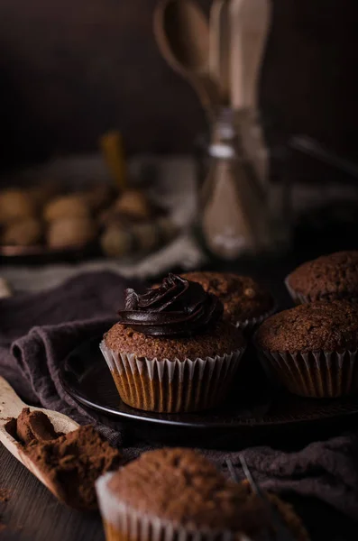 Muffin Cioccolato Fotografia Fotografia Cibo Epoca Dessert Delizioso — Foto Stock