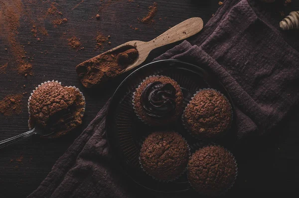 Chocolate muffins photography, vintage food photography, delish dessert