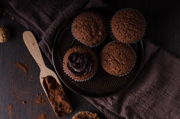 Chocolate muffins photography, vintage food photography, delish dessert