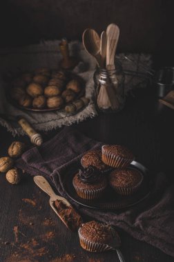 Çikolatalı kek Fotoğrafçılık, vintage gıda fotoğraf, lezzetli tatlı