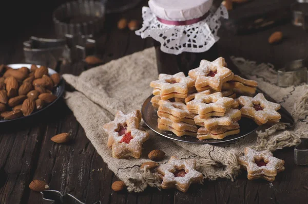 Juletid Hemmagjord Jul Cookies Vintagestil Läckra Kakor — Stockfoto