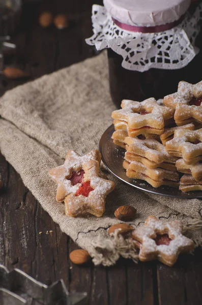 Weihnachtszeit Hausgemachte Weihnachtsplätzchen Vintage Stil Leckere Plätzchen — Stockfoto