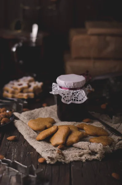 Czas Bożego Narodzenia Domowe Świąteczne Ciasteczka Stylu Vintage Pyszne Ciasteczka — Zdjęcie stockowe