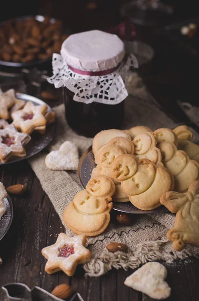 Czas Bożego Narodzenia Domowe Świąteczne Ciasteczka Stylu Vintage Pyszne Ciasteczka — Zdjęcie stockowe