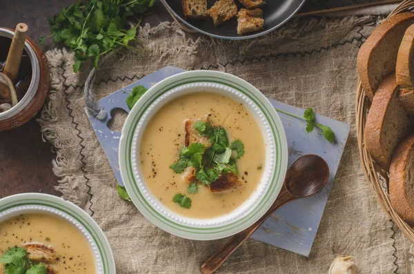 Sopa Caseira Deliciosa Fotografia Alimentos Comida Biológica — Fotografia de Stock