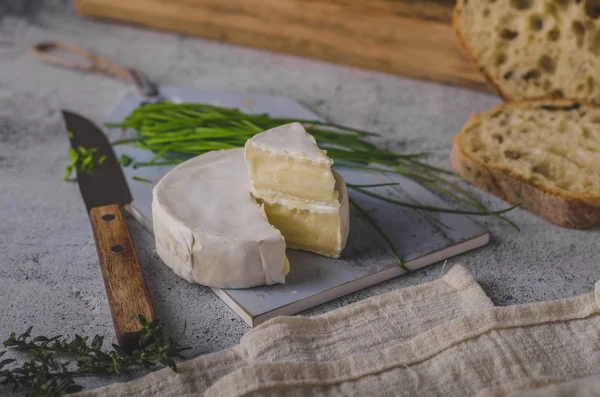 Queso Orgánico Fresco Casero Con Hierbas Pastelería Crujiente — Foto de Stock