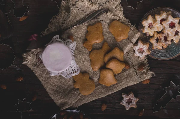Czas Bożego Narodzenia Domowe Świąteczne Ciasteczka Stylu Vintage Pyszne Ciasteczka — Zdjęcie stockowe