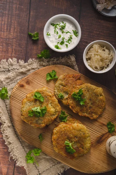 Delish potato pancakes prepare home — Stock Photo, Image