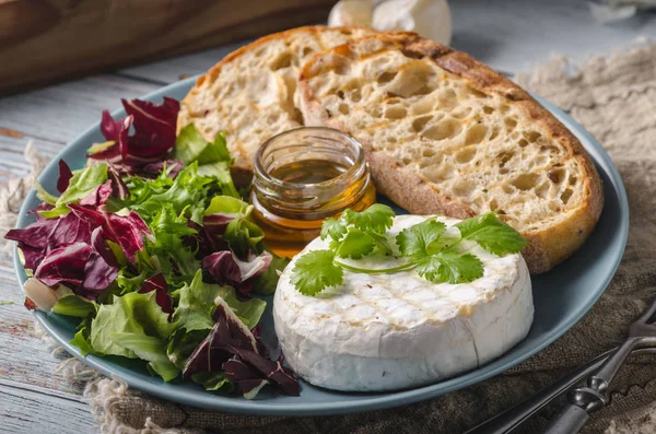 Grilled camembert cheese with honey — Stock Photo, Image
