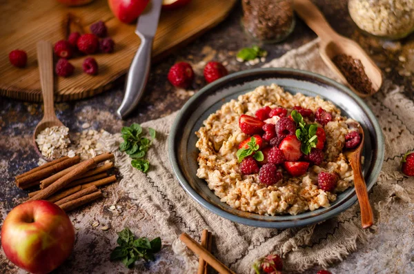 stock image Homemade porridge with forest berries