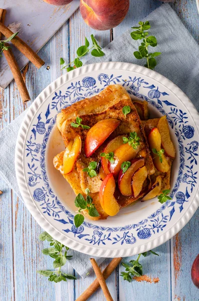 French toast with caramelized peach