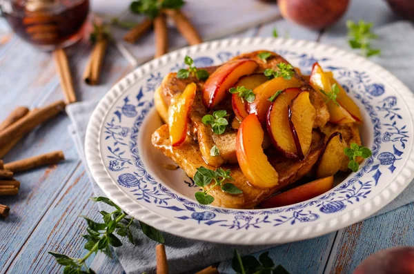 French toast with caramelized peach