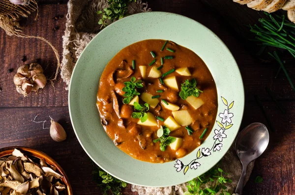 Sopa de champiñones de papa — Foto de Stock