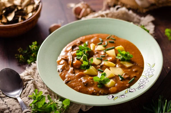 Zuppa di funghi patate — Foto Stock