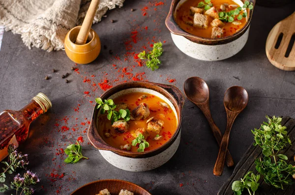Гарбузовий суп з чилі — стокове фото