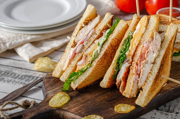 Simple Great Sandwich Well Known Fresh Ingredience — Stock Photo, Image