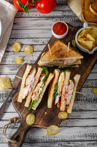 Sandwich Semplice Ottimo Ben Noto Ingrediente Fresco — Foto Stock