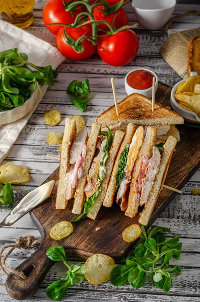 Sandwich Semplice Ottimo Ben Noto Ingrediente Fresco — Foto Stock