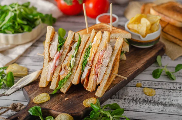 Simple Great Sandwich Well Known Fresh Ingredience — Stock Photo, Image