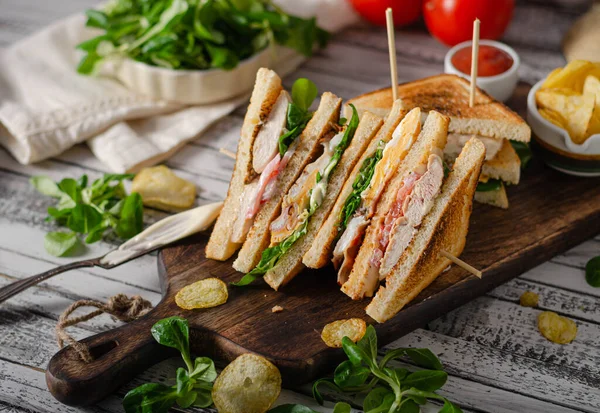 Einfaches Aber Tolles Sandwich Bekannte Frische Zutaten — Stockfoto