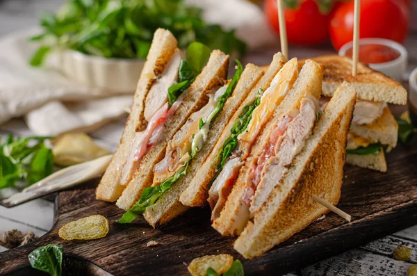 Simple Great Sandwich Well Known Fresh Ingredience — Stock Photo, Image