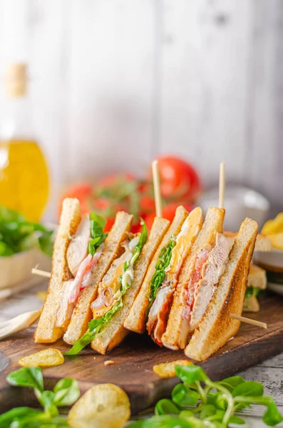 Simple Great Sandwich Well Known Fresh Ingredience — Stock Photo, Image