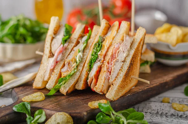 Simple Great Sandwich Well Known Fresh Ingredience — Stock Photo, Image