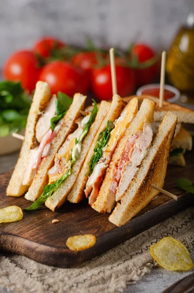 Simple Great Sandwich Well Known Fresh Ingredience — Stock Photo, Image