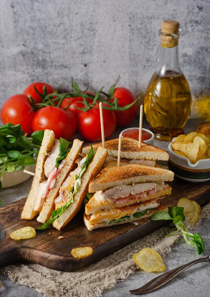 Sandwich Semplice Ottimo Ben Noto Ingrediente Fresco — Foto Stock