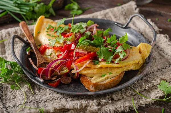 Delicioso Sencillo Desayuno Verduras Frescas Pan Casero — Foto de Stock