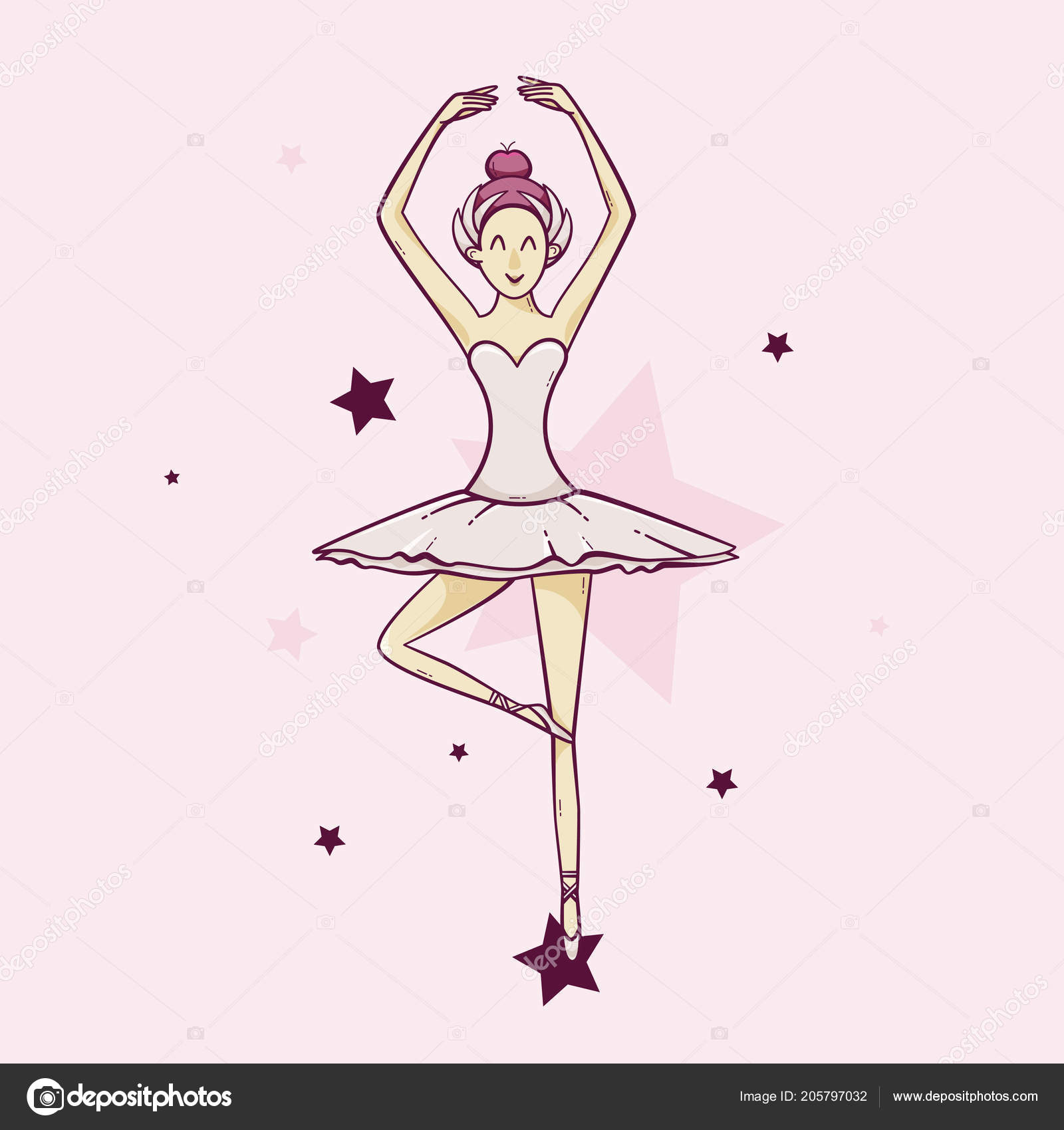 ballerina vector illustration cute pink design stars stock ballerina design