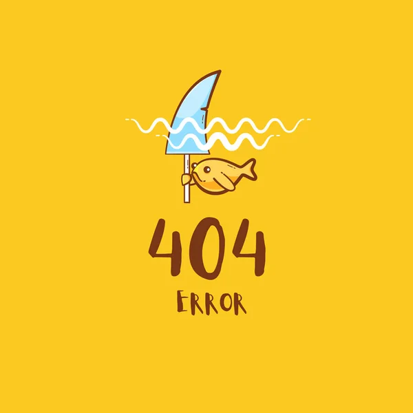 404 Ошибка Золотой Рыбой Притворяющейся Акулой Векторная Милая Иллюстрация — стоковый вектор