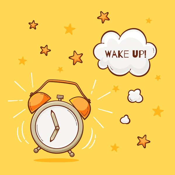 Relógio Despertador Com Sinal Despertar Ilustração Vetorial —  Vetores de Stock