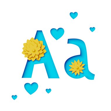 Kağıt kesme fletter bir çiçek ile gerçekçi 3d vektör tasarımı